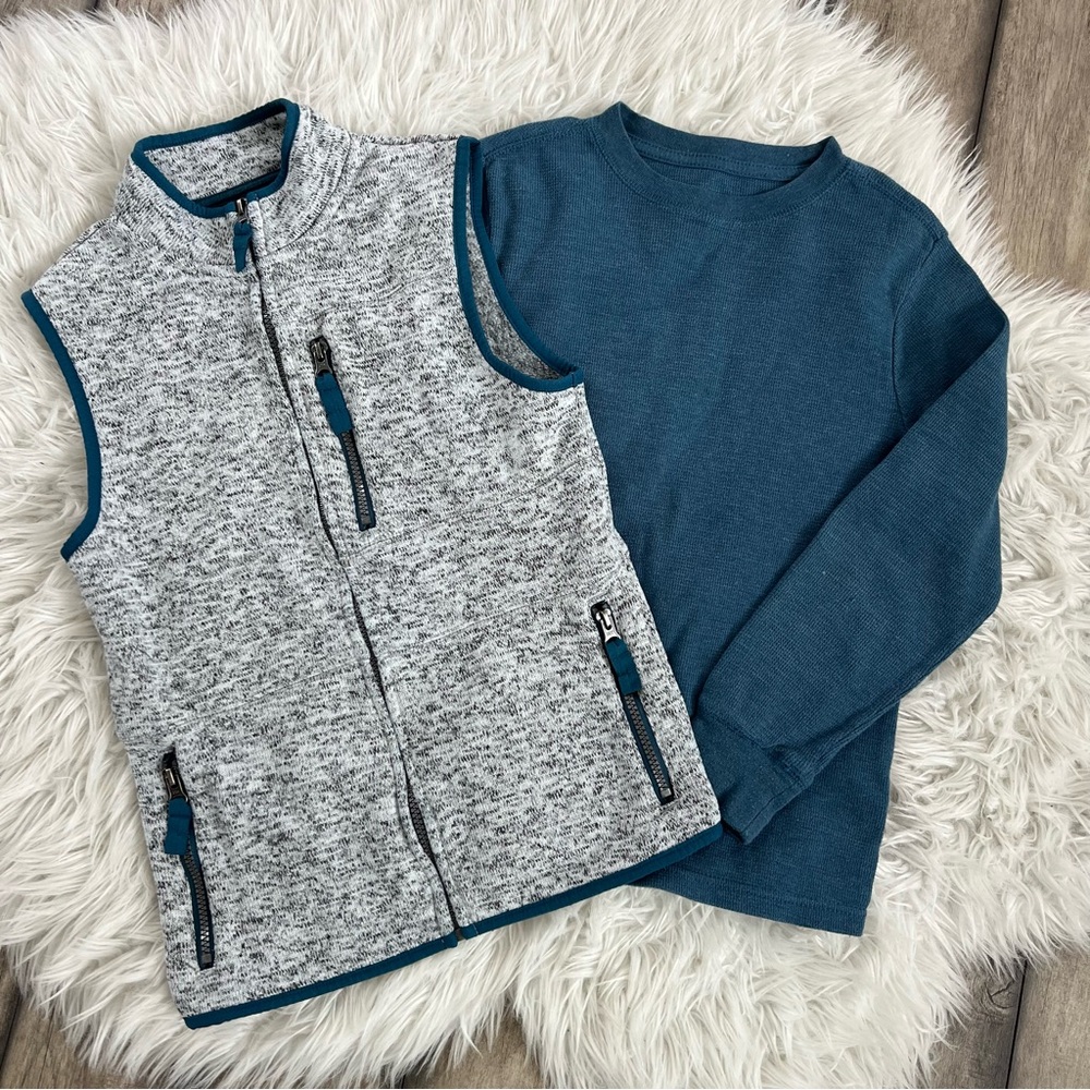 Men's Gray and Blue Sweater Vest Set